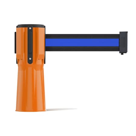 Montour Line Retractable Belt Barrier Cone Mount Orange Case 9ft. Bk/Bl Belt CP100-OR-BBH-90